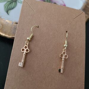 New Handcrafted Key Earrings on 14K Gold Plated Hooks